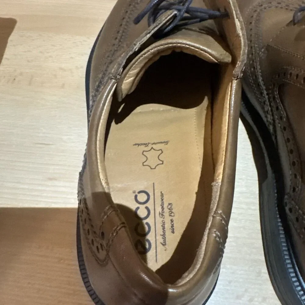 ECCO ST.1 Hybrid Lite Men's Cognac Brown Leather Brogue Oxford Shoes EU 46 US 12